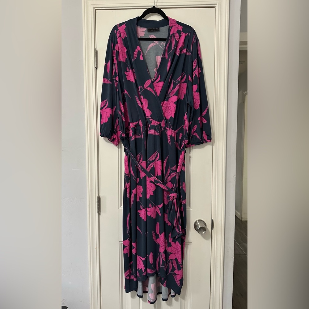 Lane Bryant Pink Floral Wrap Dress | 26/28